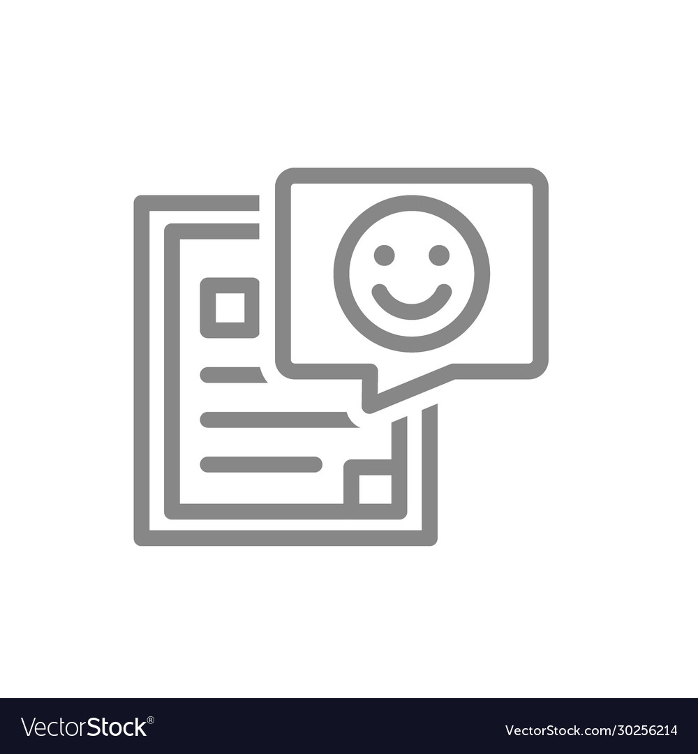 Document with happy face in speech bubble line