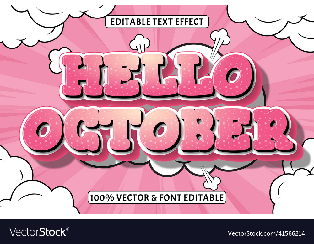 Hello october editable text effect 3 dimensions