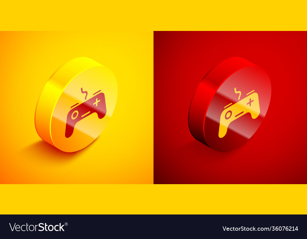 Isometric gamepad icon isolated on orange and red