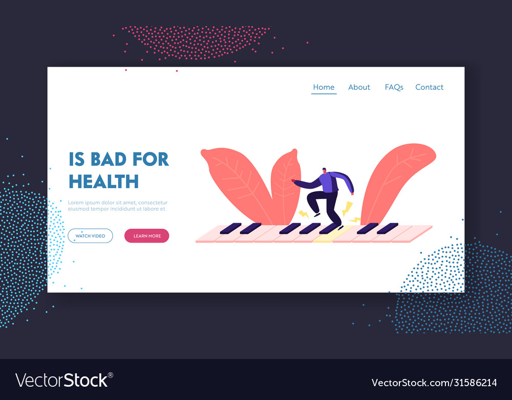 Man create noise pollution landing page template vector image Man create noise pollution landing page template
