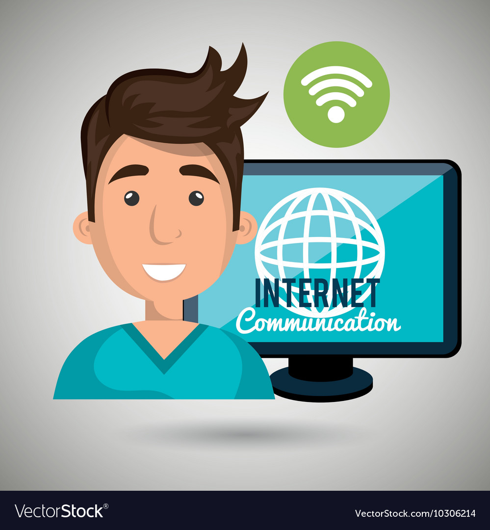 Man internet connected global