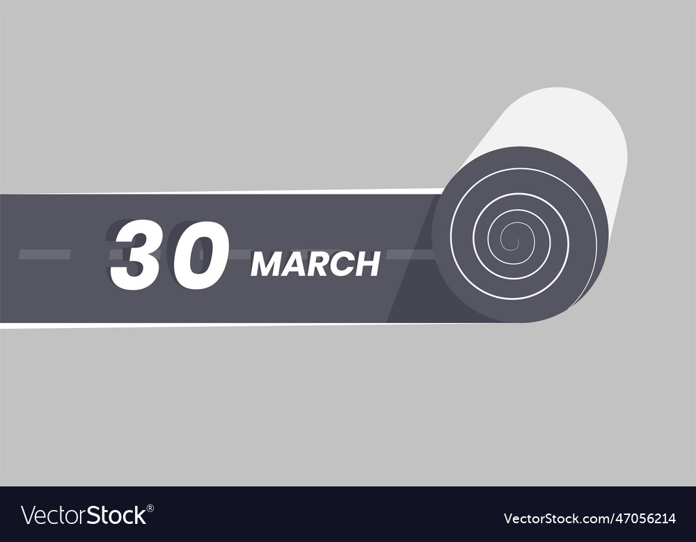 March 30 calendar icon rolling inside the road