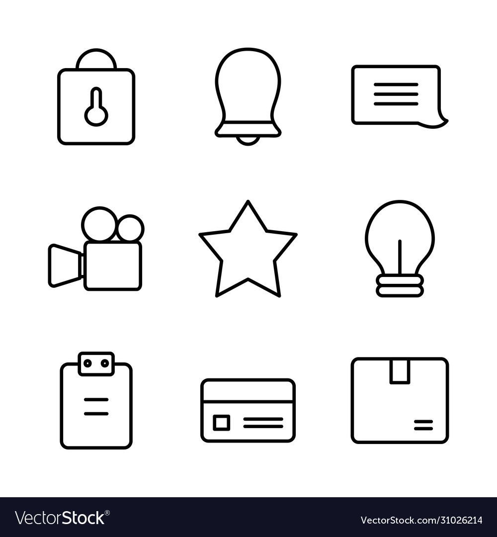Padlock and user interface icon set line style vector image Padlock and user interface icon set line style