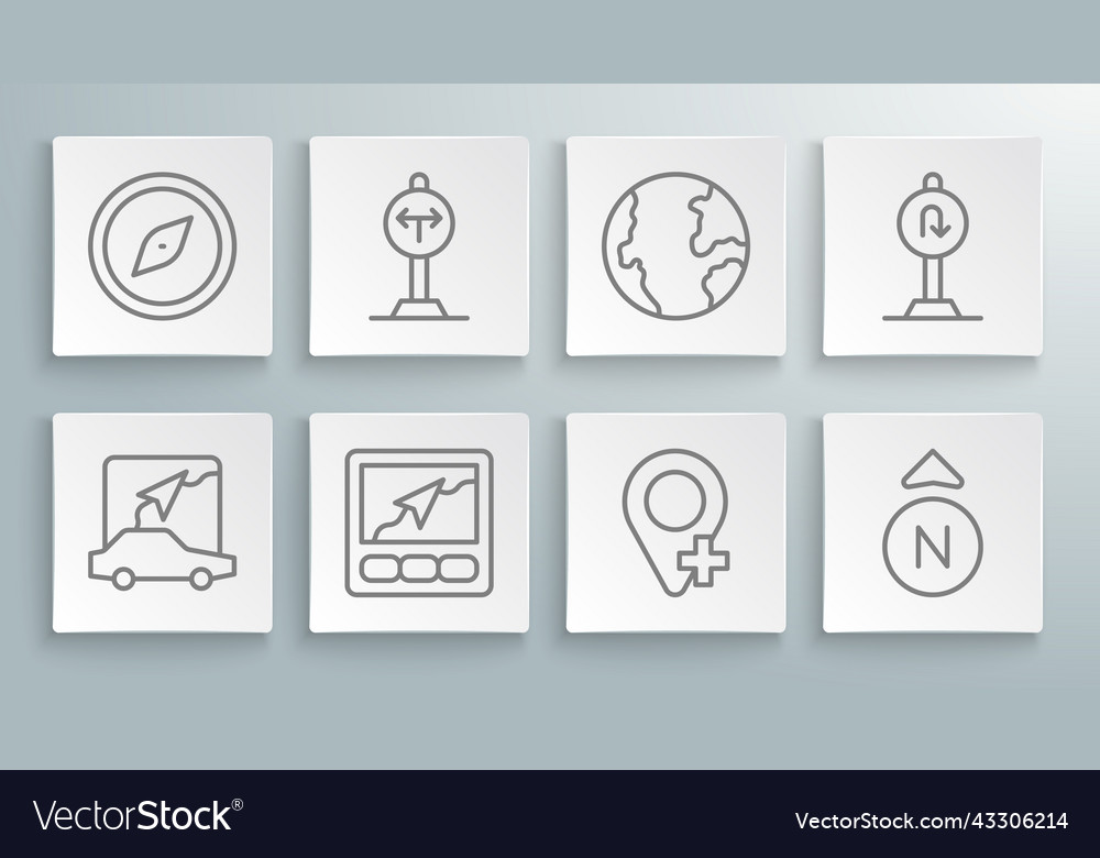 Set line city map navigation fork in the road Vector Image Set line city map navigation fork in the road