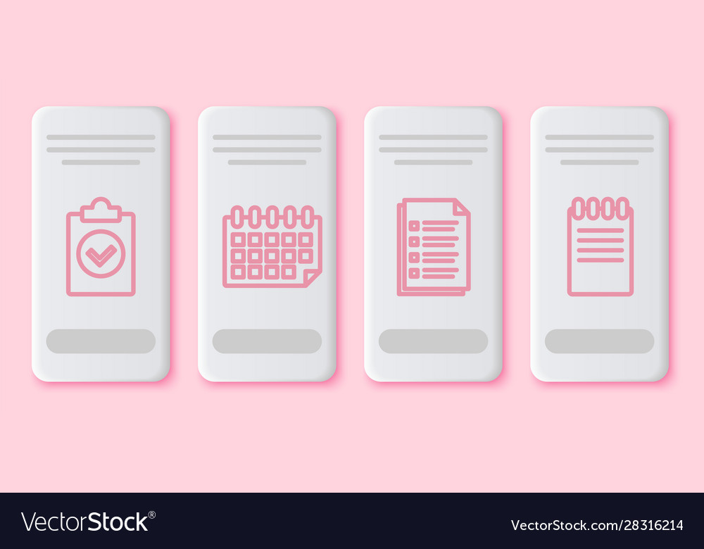 Set line completed task calendar file document Vector Image Set line completed task calendar file document