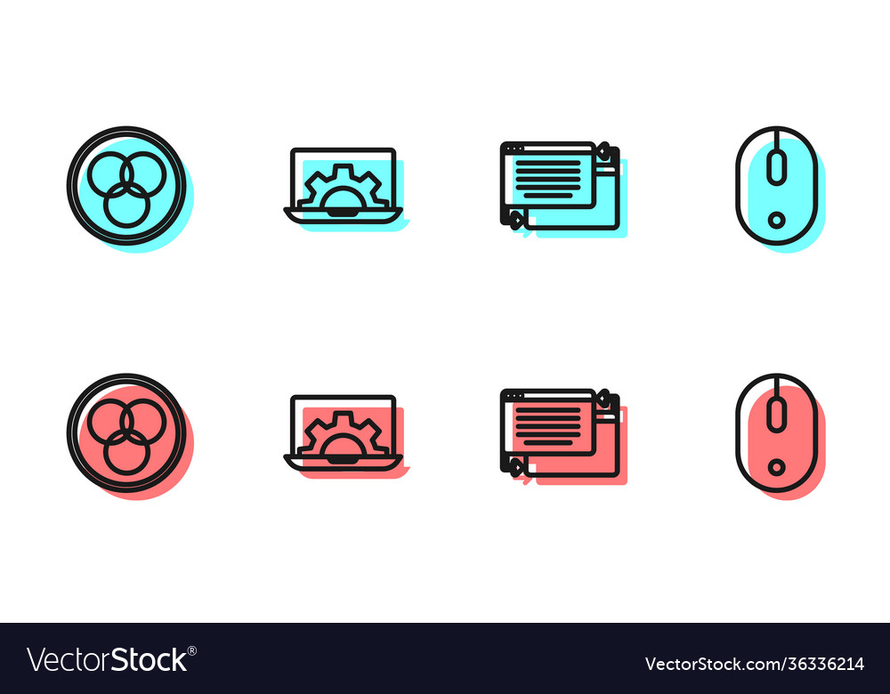 Set line ui or ux design rgb and cmyk color vector image Set line ui or ux design rgb and cmyk color