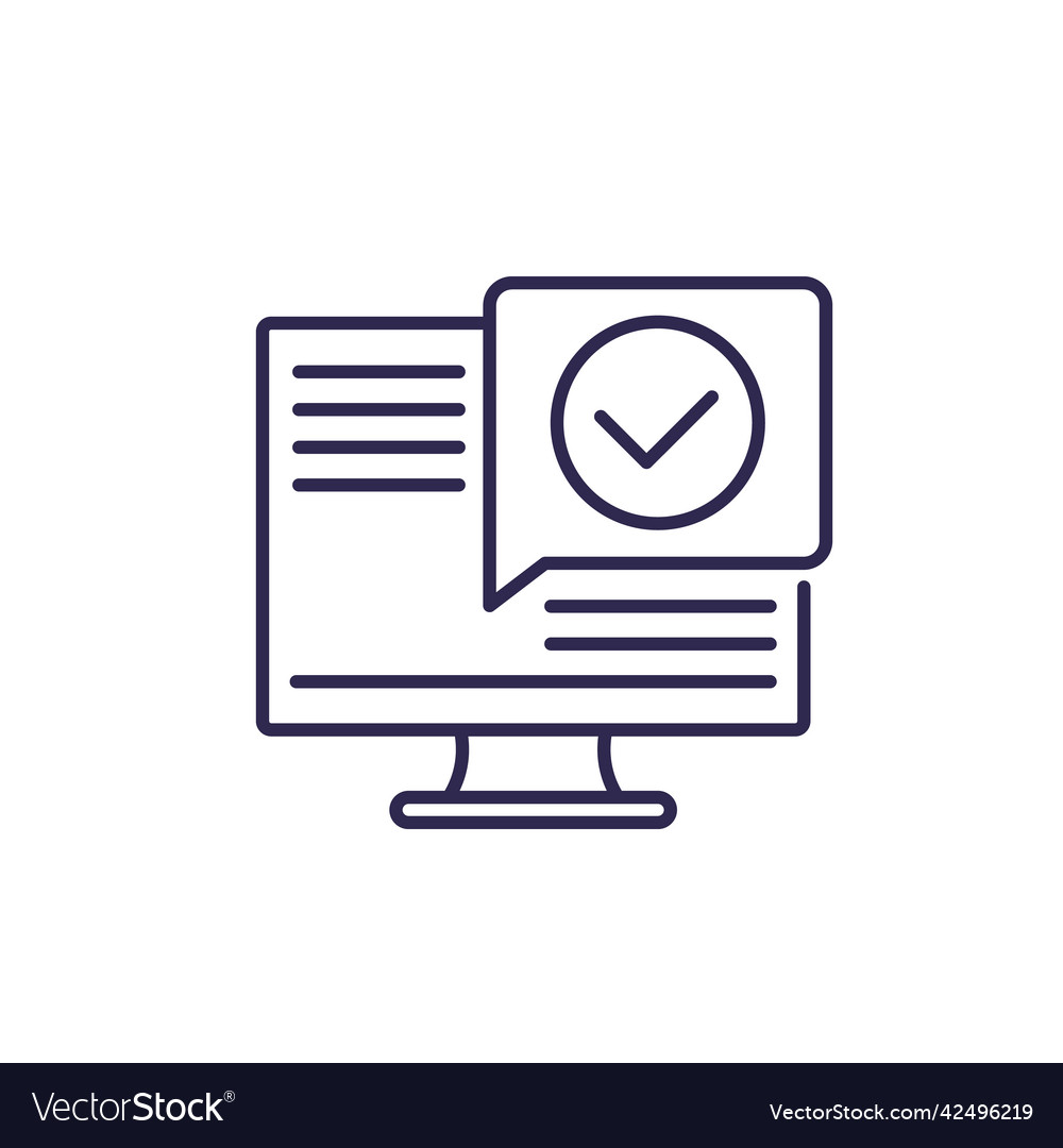 Completed progress line icon with a computer