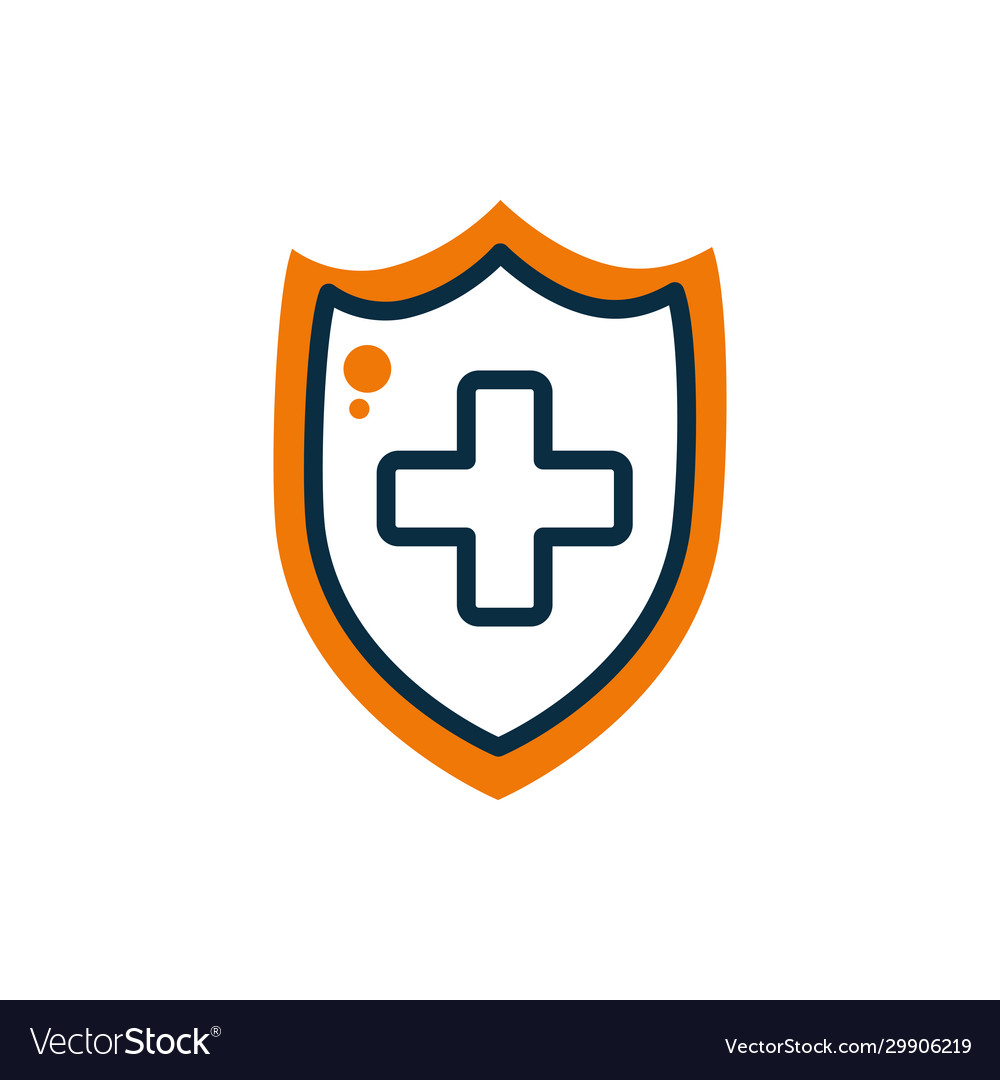 Cross inside shield half line color style