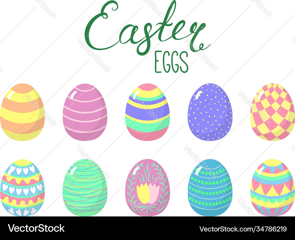Easter eggs collection Royalty Free Vector Image