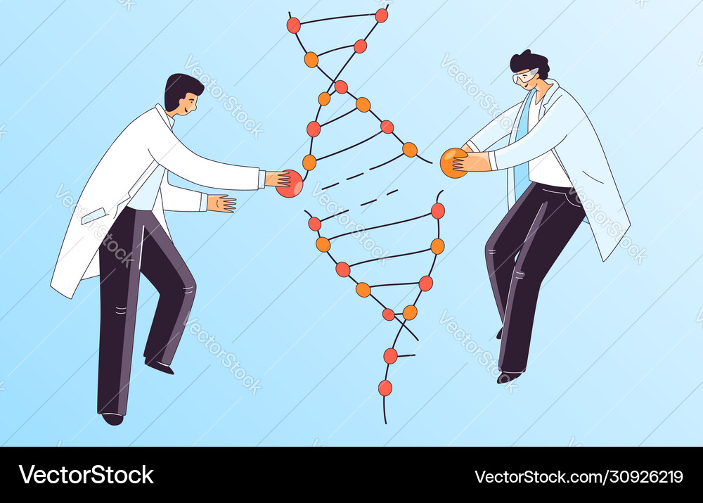 Flat two scientist man characters Royalty Free Vector Image