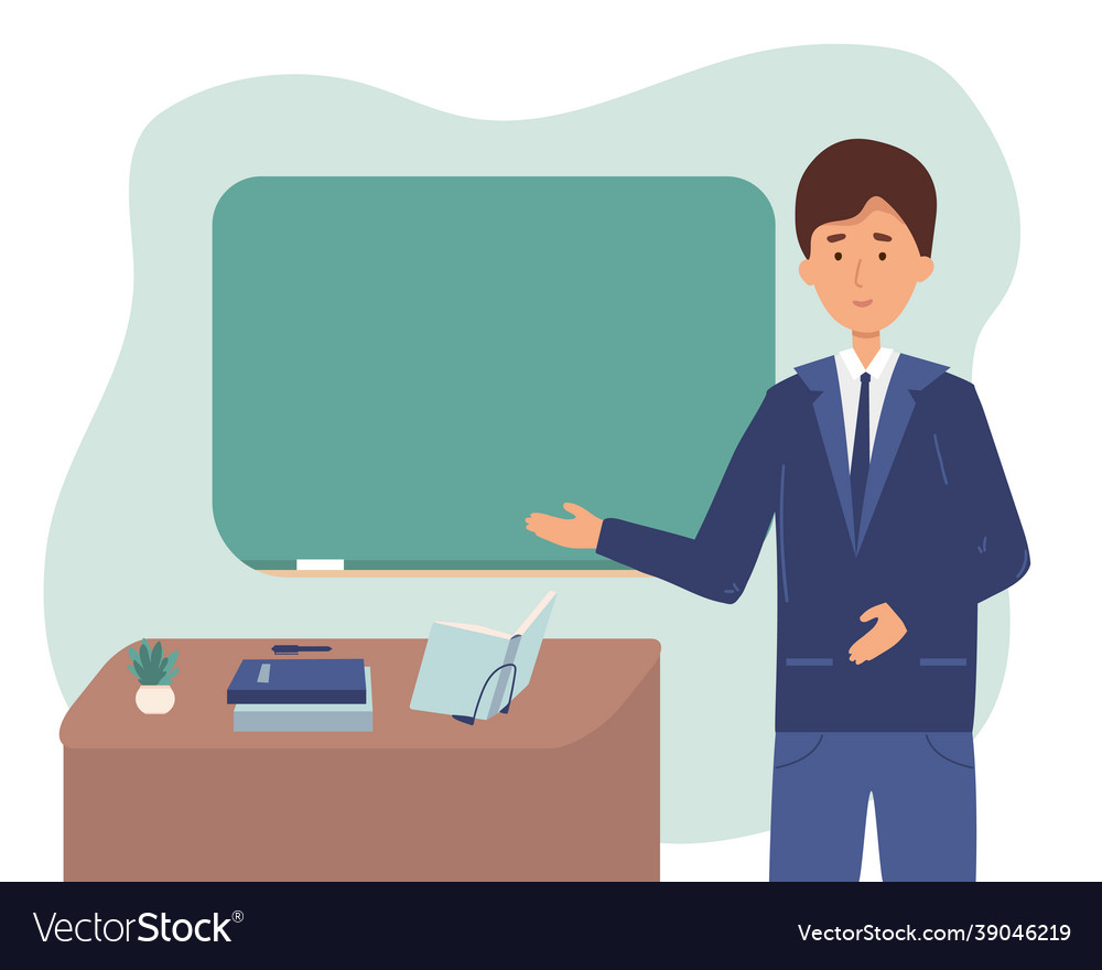 Male professor teacher showing vector image Male professor teacher showing