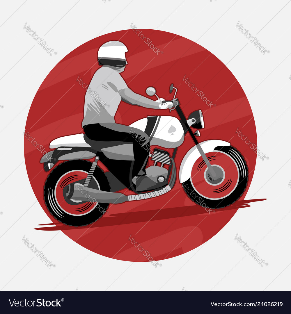 Man riding classic motorcycle vector image Man riding classic motorcycle