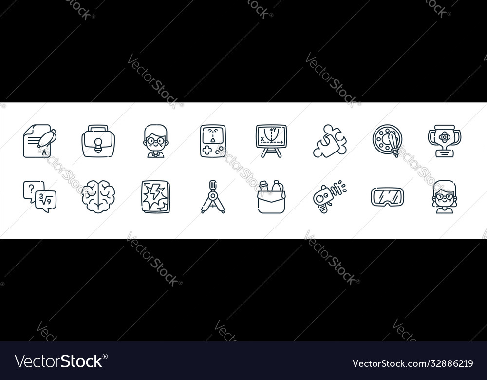 Nerd line icons linear set quality vector image Nerd line icons linear set quality