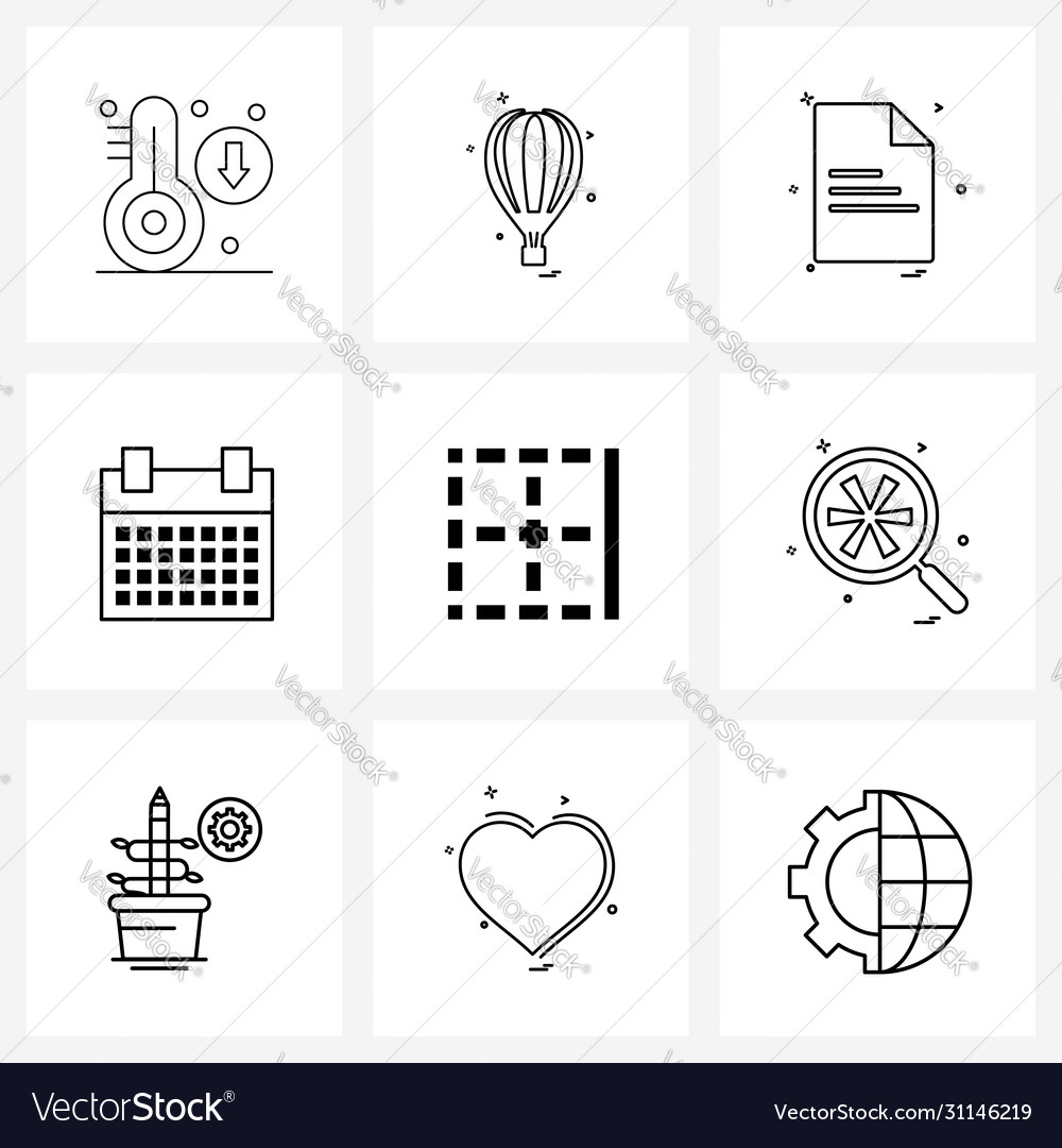 Pack 9 universal line icons for web