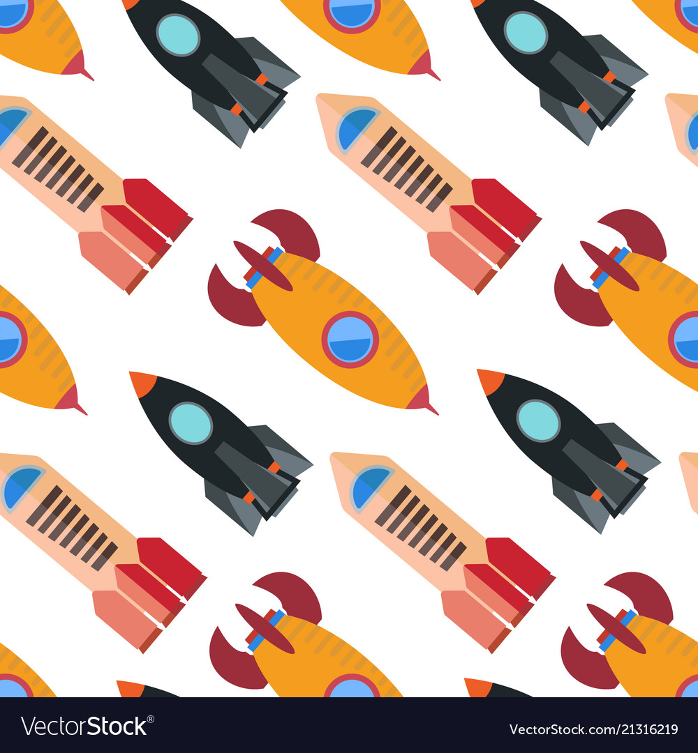 Seamless pattern with space rocket vector image Seamless pattern with space rocket
