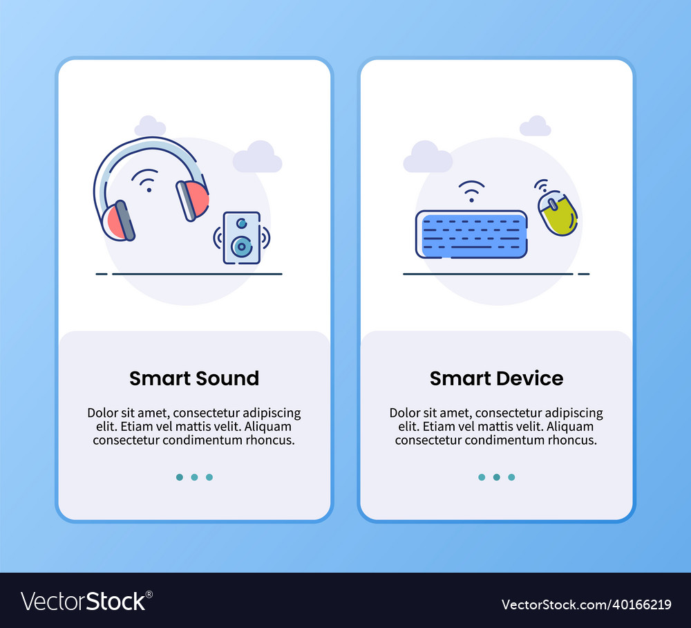 Smart sound and device onboarding template vector image Smart sound and device onboarding template