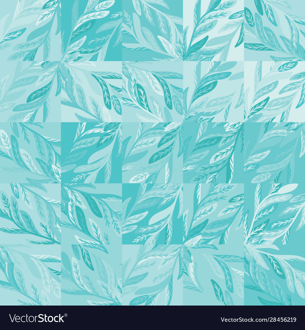 Soft subtle teal flourish leaf tone on tone motif Vector Image