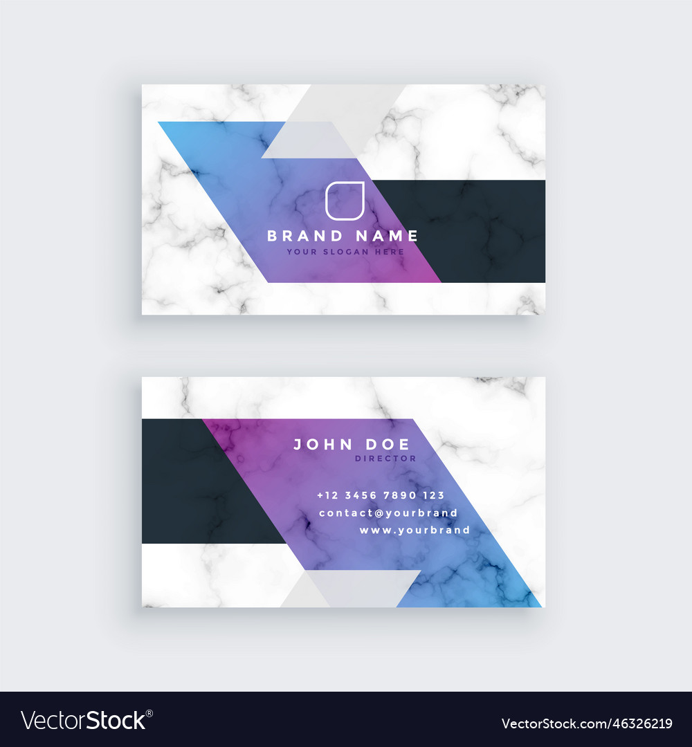 Stylish Geometric Marble Business Card Design Vector Image 6353