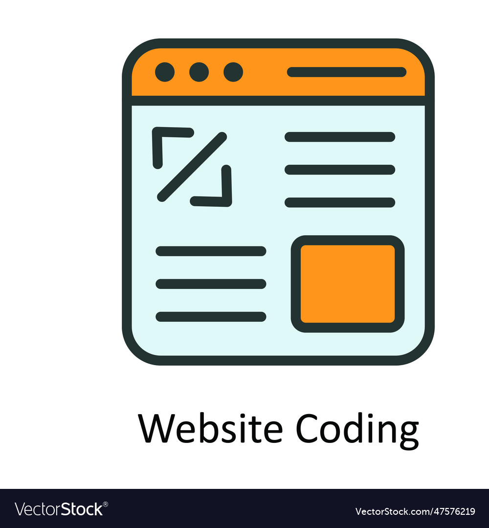 Website coding fill outline icon design ill