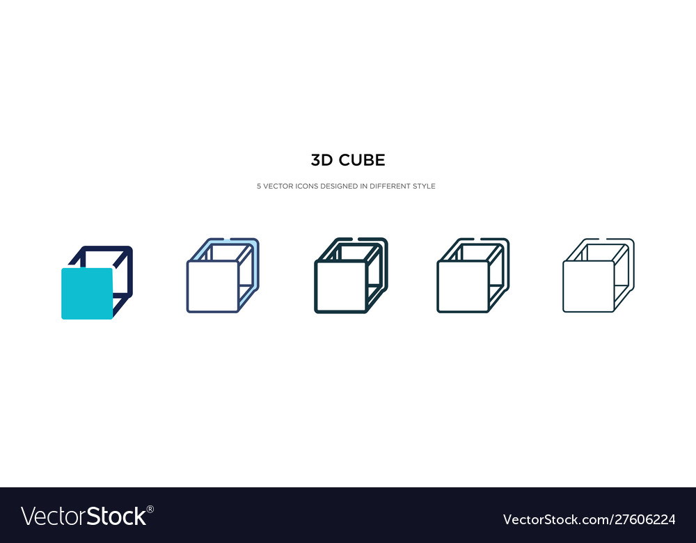 3d cube icon in different style two colored