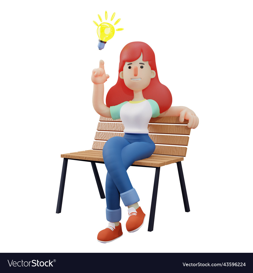 A genius 3d cute girl cartoon having good Vector Image A genius 3d cute girl cartoon having good Vector Image