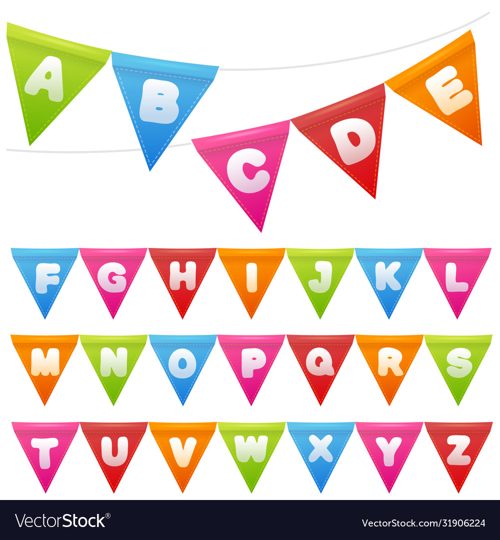 Abc with party flags handmade font Vector Image Abc with party flags handmade font