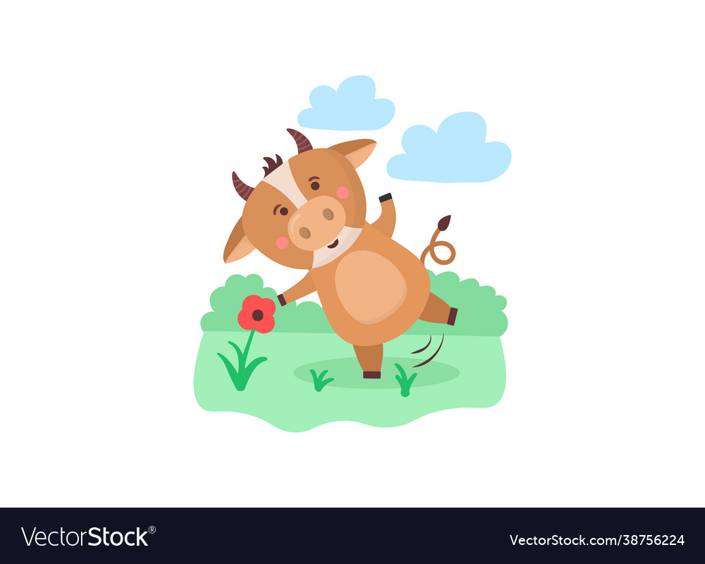 Cartoon animal cow character for new calendar Vector Image Cartoon animal cow character for new calendar