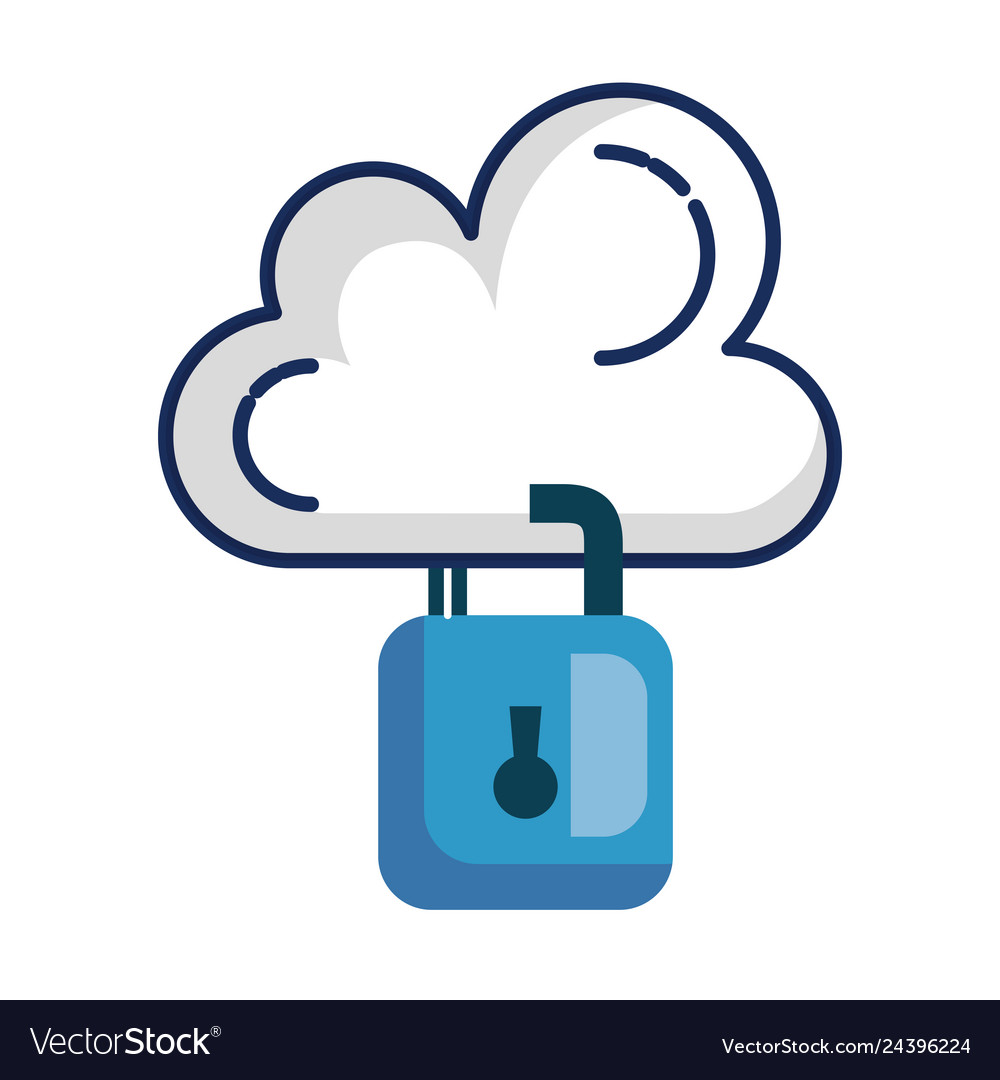 Cloud computing server with padlock vector image Cloud computing server with padlock