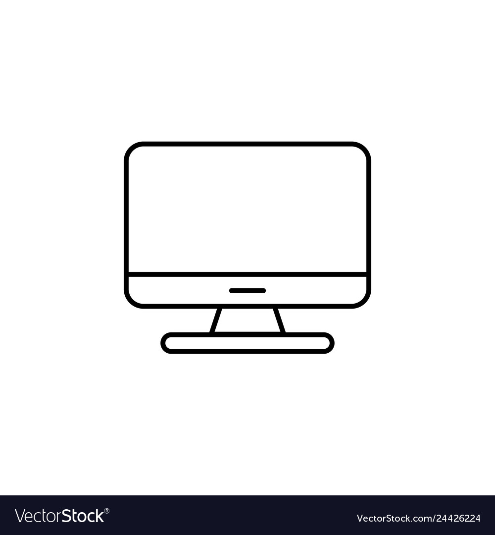 Computer Monitor Icon Flat Pc Symbol Eps10 Vector Image