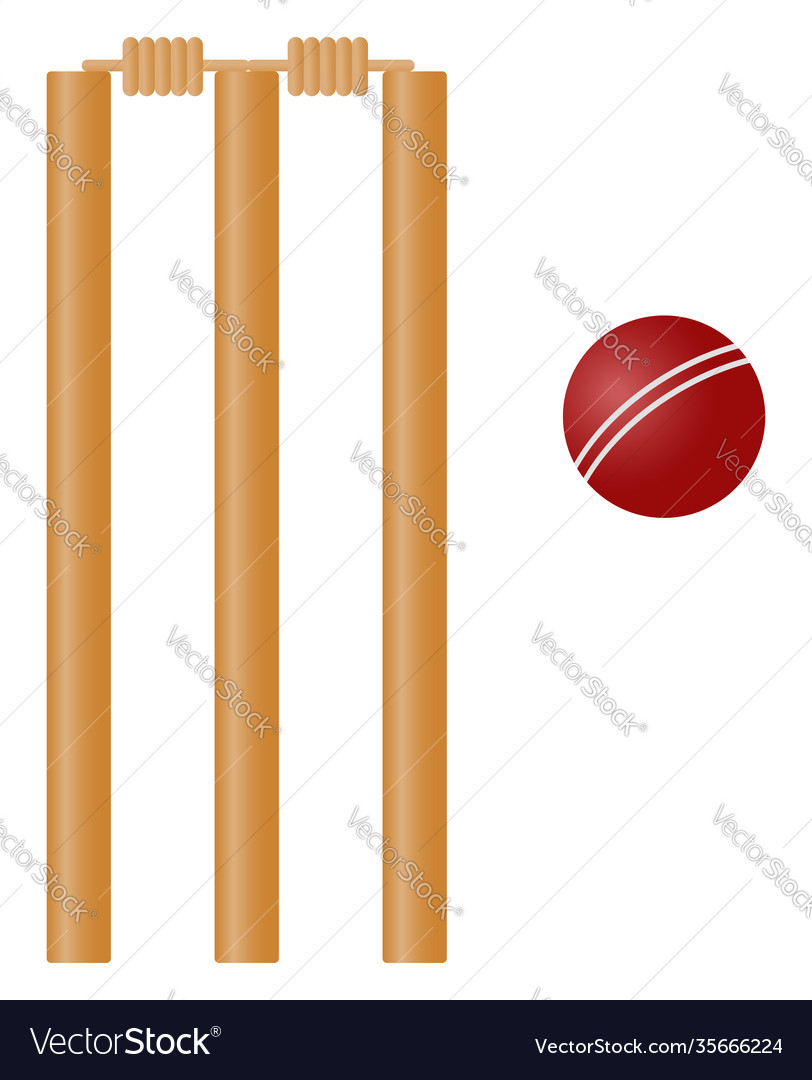 Cricket wicket on a white background Royalty Free Vector