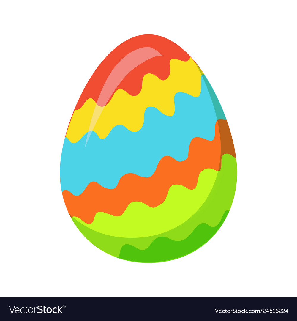 Easter egg with zigzag colorful lines