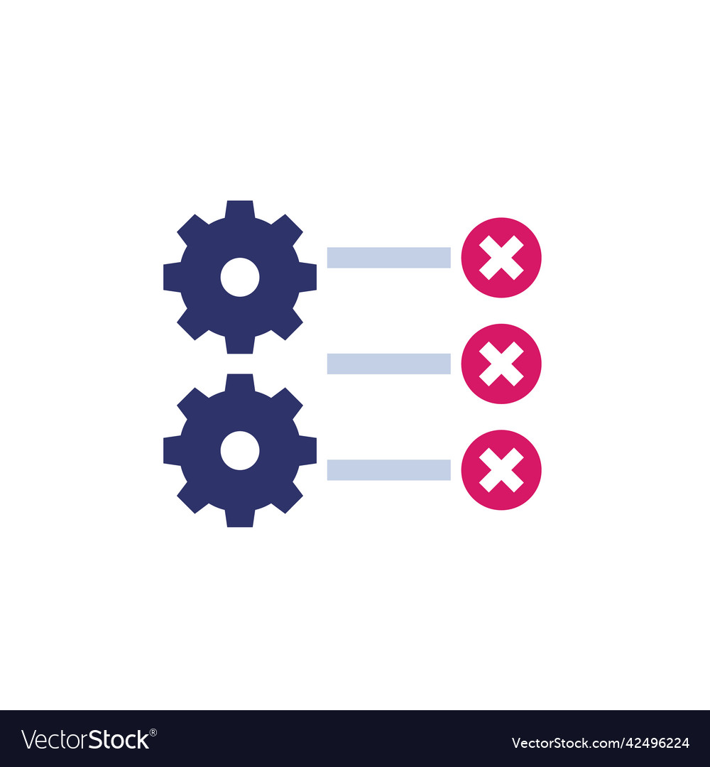 Errors in process icon with gears