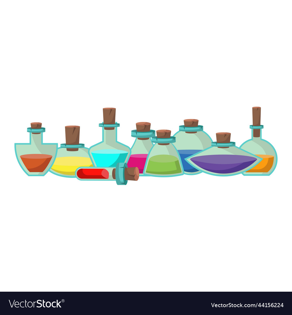 Game icon of bottle with poison or elixir cartoon