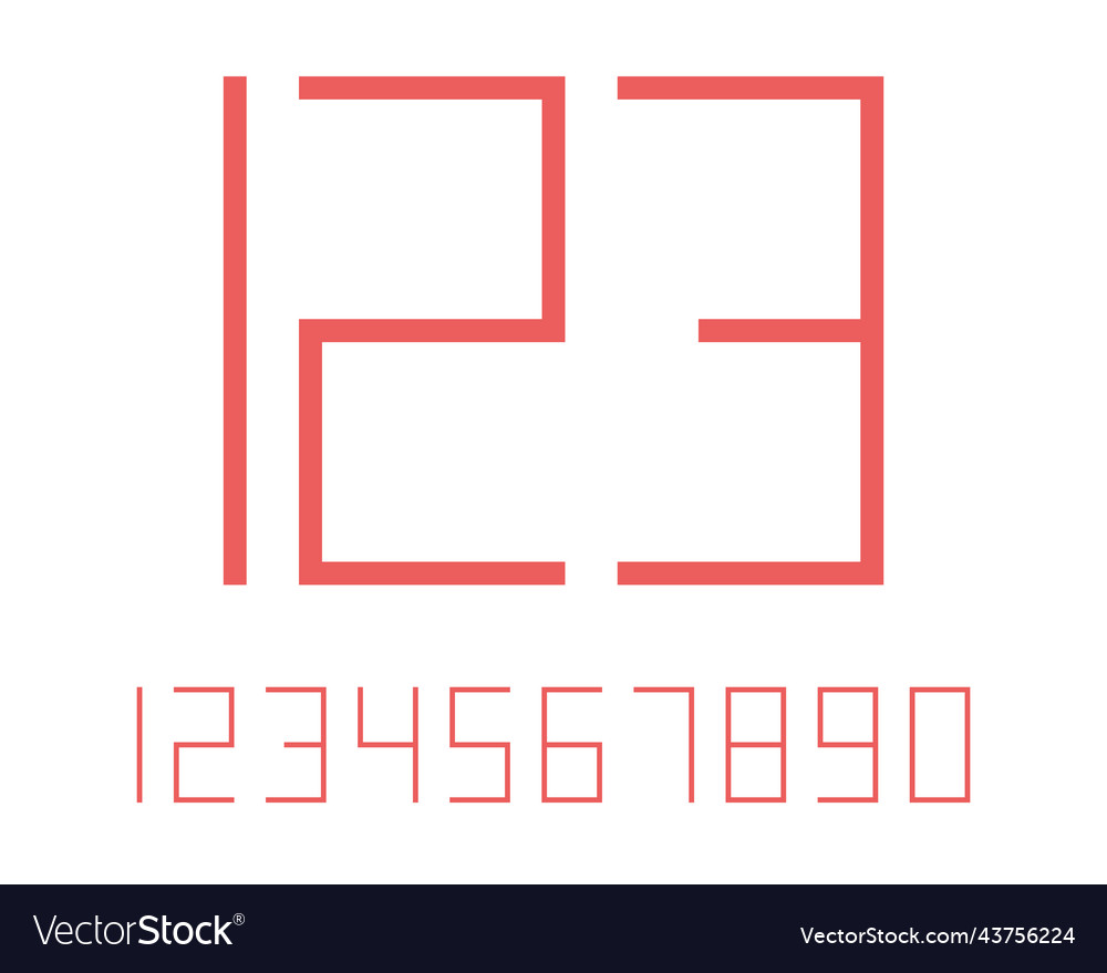 Geometric font line digital effect design numbers