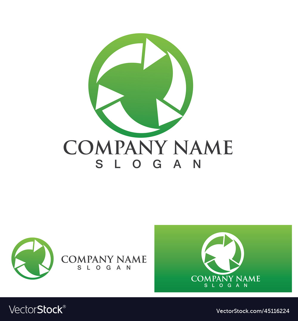 Green arrow recycle logo icon template