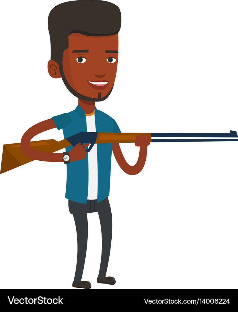 Hunter ready to hunt with hunting rifle Royalty Free Vector
