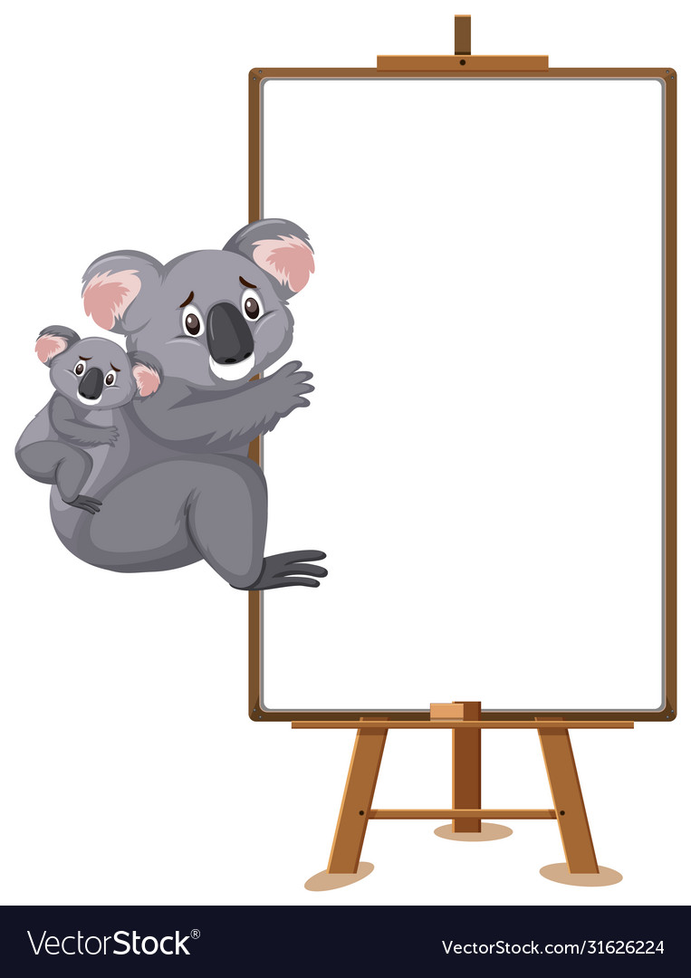 Koalas cartoon character and blank banner