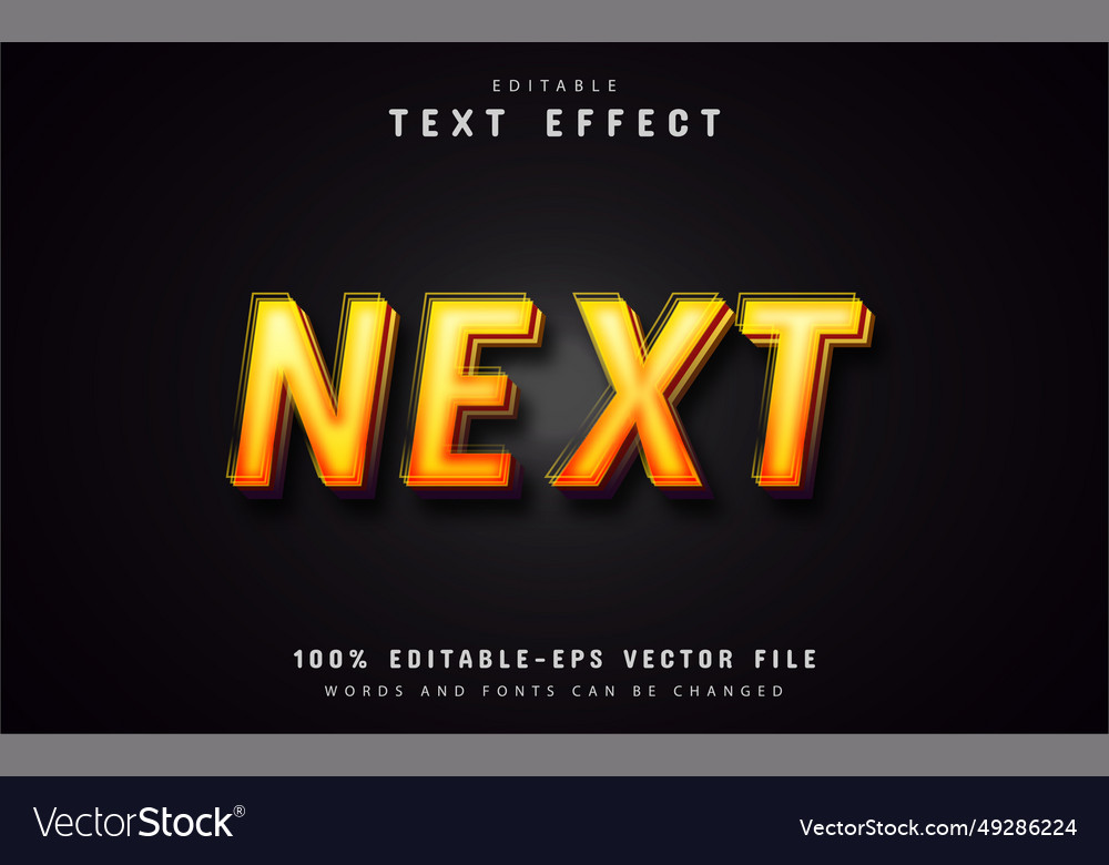 Next an orange gradient text effect Royalty Free Vector