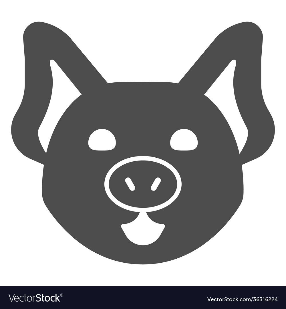 Pig head solid icon domestic animals concept