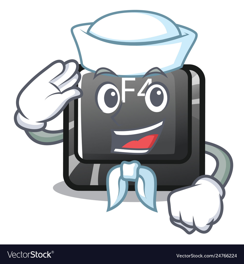 Sailor f4 button installed on cartoon keyboard Vector Image Sailor f4 button installed on cartoon keyboard