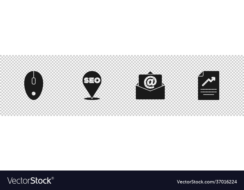 Set computer mouse seo optimization mail and e vector image Set computer mouse seo optimization mail and e