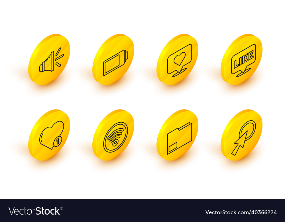 Set line arrow cursor document folder wi-fi vector image Set line arrow cursor document folder wi-fi
