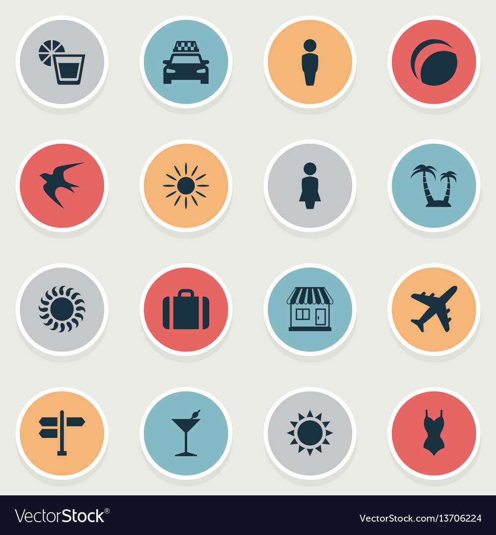 Set of simple beach icons