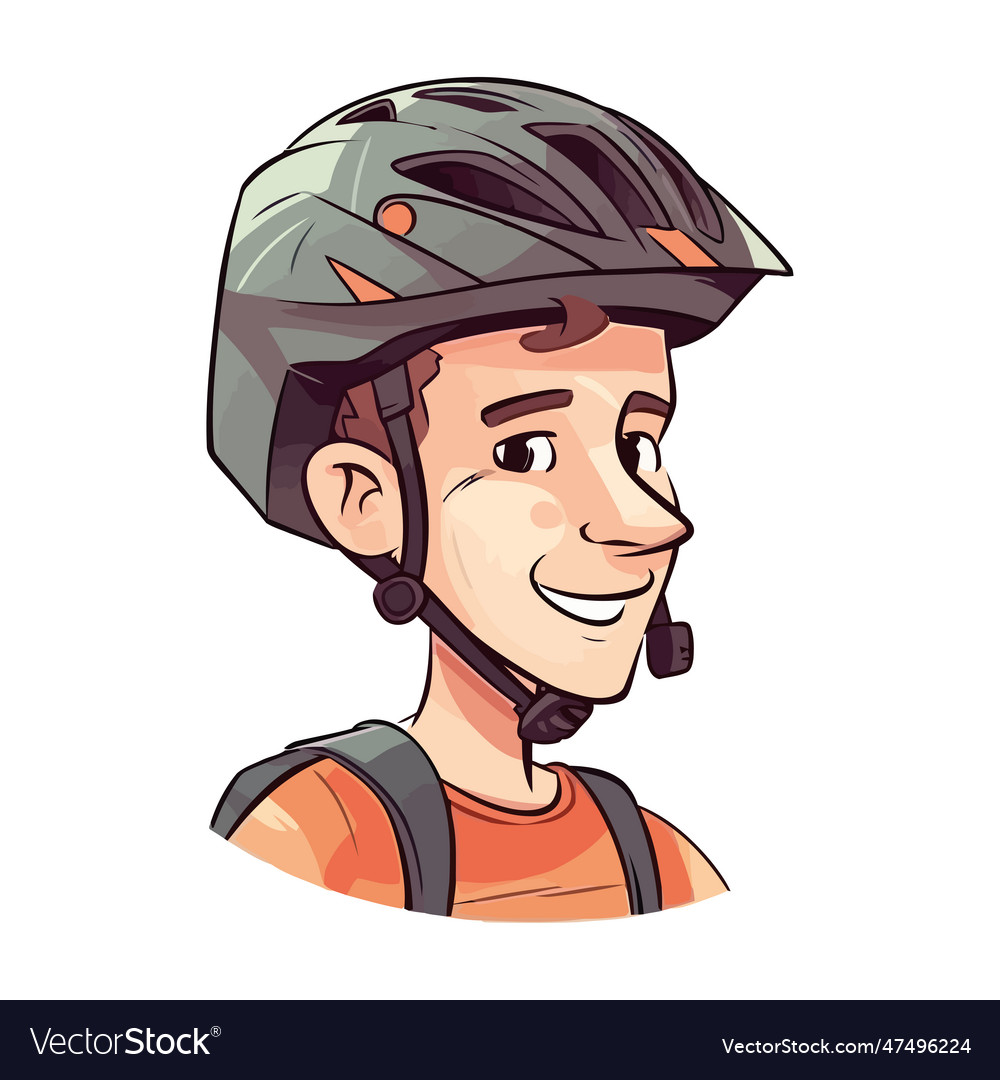 Smiling child in helmet enjoys cycling adventure Vector Image