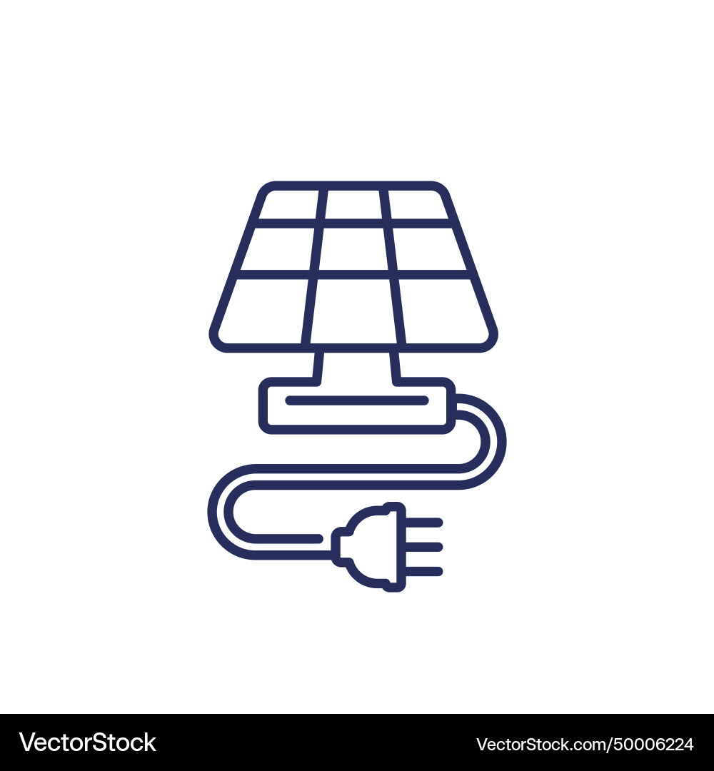 Solar panel line icon with electric plug Vector Image