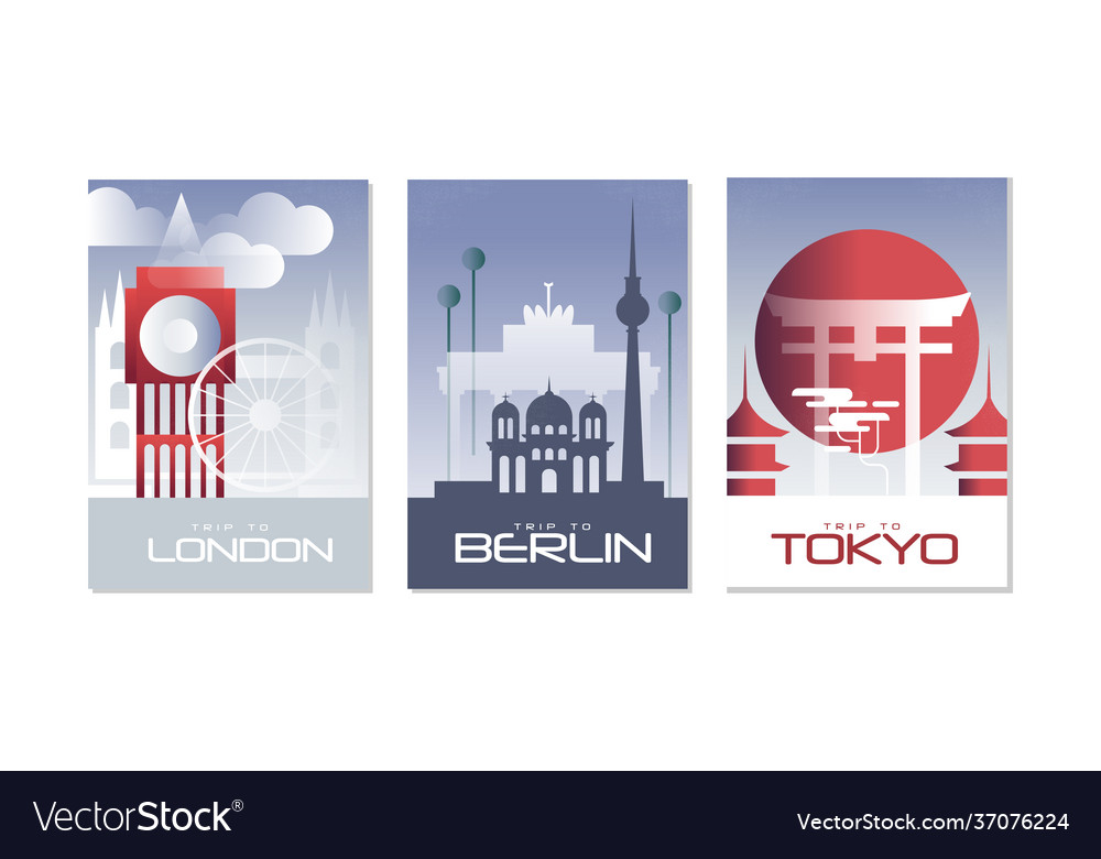 Travel world poster with london berlin