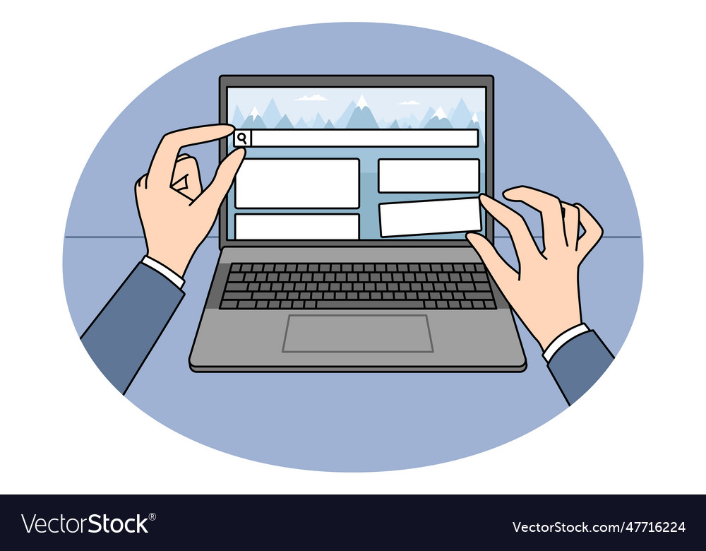 Web designer create website on laptop vector image Web designer create website on laptop