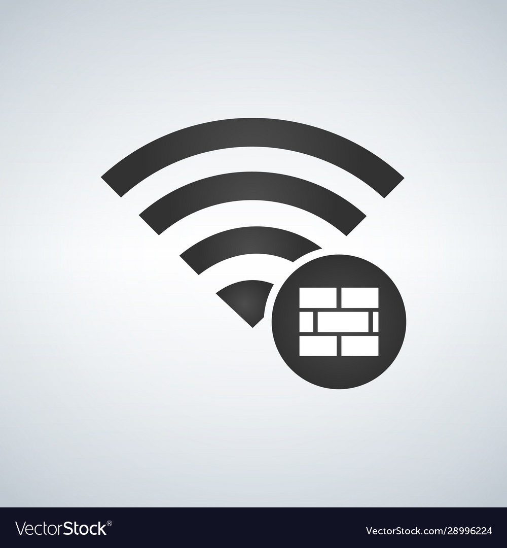 Wifi connection signal icon with firewall