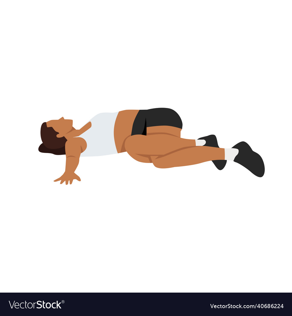 Woman doing lying low back twist stretch exercise Vector Image