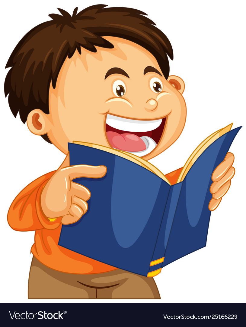 A Boy Reading A Book Royalty Free Vector Image